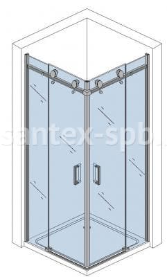 Душевое ограждение квадратное на заказ GlassWare TYPE-51 с двумя откатными дверьми