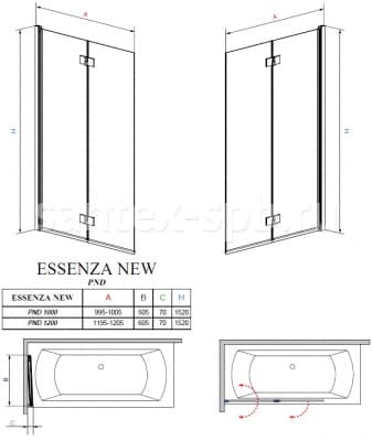шторка для ванны стеклянная radaway essenza new pnd 120