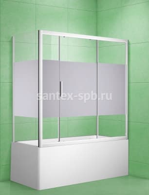 Стеклянная шторка для угловой ванны PRACTIC 1500x800 раздвижная