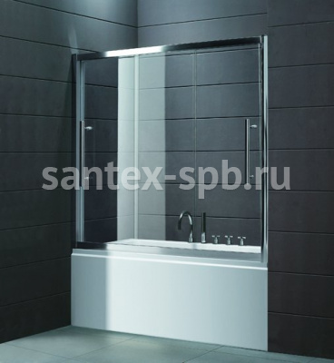 стеклянная шторка для ванной cezares trio-v-22 200х145