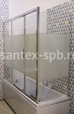 стеклянная шторка для угловой ванны practic 1500x700 раздвижная