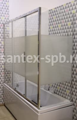стеклянная шторка для угловой ванны practic 1500x800 раздвижная