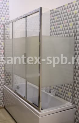 стеклянная шторка для угловой ванны practic 1500x750 раздвижная