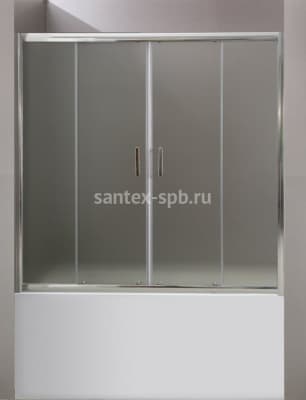Шторка для ванны стеклянная раздвижная Belbagno UNO 170x145 матовая