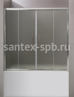 Шторка для ванны стеклянная раздвижная Belbagno UNO 170x145 матовая