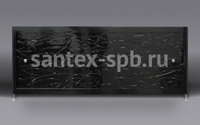 Экран под ванну A-Screen GRASS BLACK 2 шторки 150 - 170
