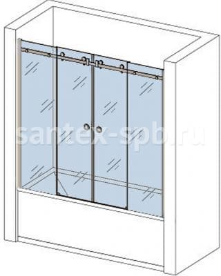 Шторка для ванной стеклянная на заказ TYPE-10 раздвижные двери