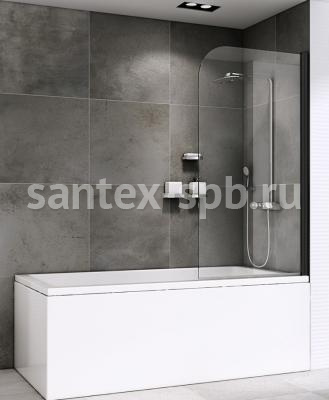 Перегородка на ванну стеклянная ABBER AG52080B 80x140 Чёрная