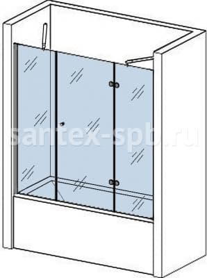 Шторка для ванной стеклянная на заказ TYPE-12 с распашной дверью