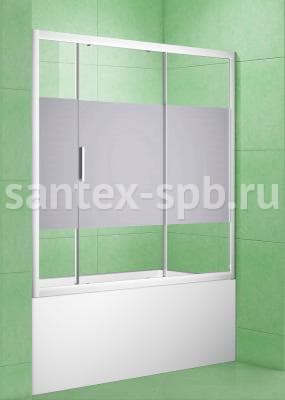 Шторка для ванны стеклянная PRACTIC 1550x1500 раздвижная