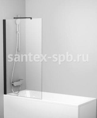 Шторка на ванну неподвижная GlassWare TYPE-1 чёрная 80х140