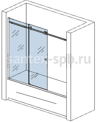 Шторка для ванной стеклянная на заказ TYPE-9-1 откатная