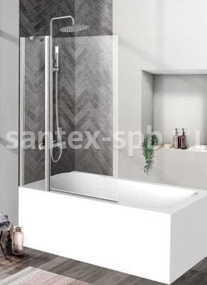 Шторка для ванны стеклянная BelBagno UNO V-11 100х150 распашная прозрачная