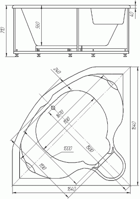 акриловая ванна акватек сириус 164x164