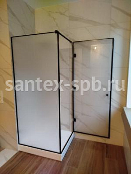Душевое ограждение прямоугольное с распашной дверью 900x800x2000, Чёрный