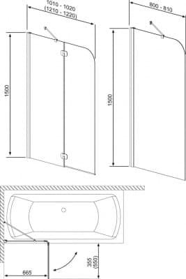 шторка для ванны стеклянная radaway torrenta pnd 101