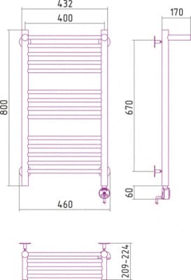 полотенцесушитель электрический сунержа богема с полкой 800х400