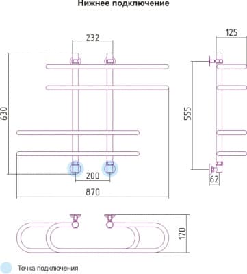 полотенцесушитель водяной сунержа фурор 600х900
