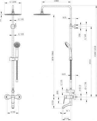 душевая система со смесителем bravat eco f6111147c-a-rus