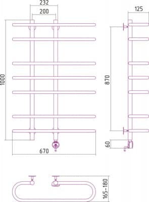 полотенцесушитель электрический сунержа фурор 1000х700