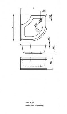 поддон душевой kolpa san dixie 90х90 без панели