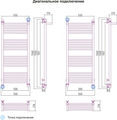 полотенцесушитель водяной сунержа богема с полкой 1200х500