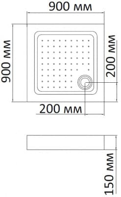 душевой поддон bandhours square 99 90х90