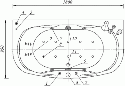 акриловая ванна акватек мелисса 180х95