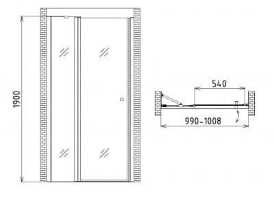 душевая дверь gemy s03191a 100x190