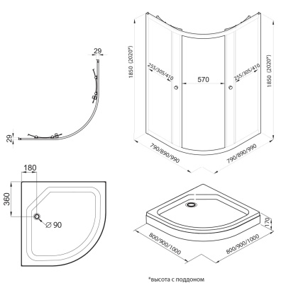 душевое ограждение без поддона тритон альфа 100x100 чёрный