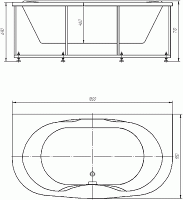 акриловая ванна акватек мелисса 180х95
