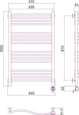 полотенцесушитель электрический сунержа флюид 1000х600