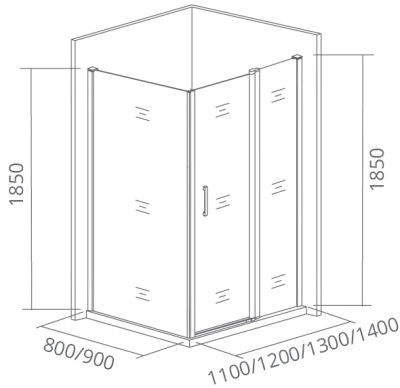 душевое ограждение без поддона bas latte wtw+sp 110х90