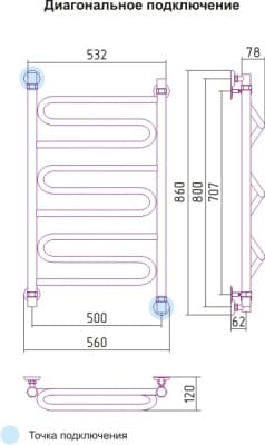 полотенцесушитель водяной сунержа элегия 800х500