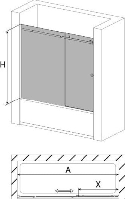 шторка для ванны avek gold ax 190х150