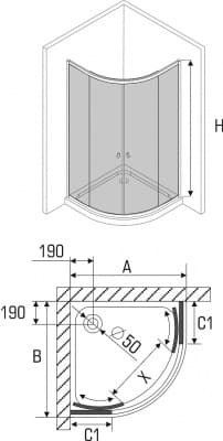 душевое ограждение avek start 2 80х80х190