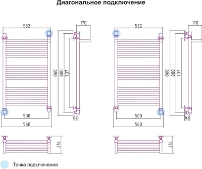 полотенцесушитель водяной сунержа богема с полкой 800х500