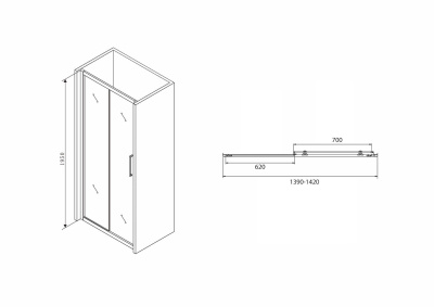 душевая дверь в нишу abber ag30140bh 140x195