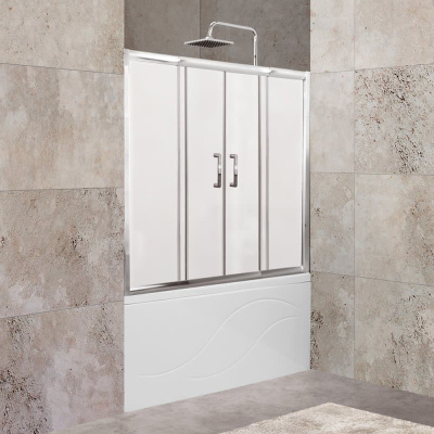 шторка для ванны стеклянная регулируемая belbagno unique vf-2 150-180x145 матовая