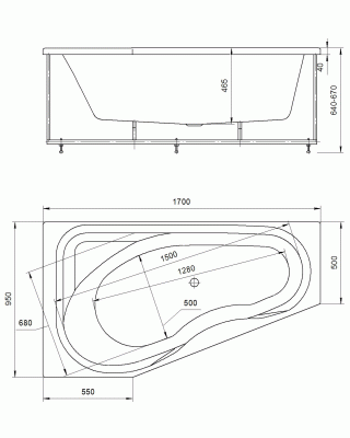 акриловая ванна акватек медея 170х95