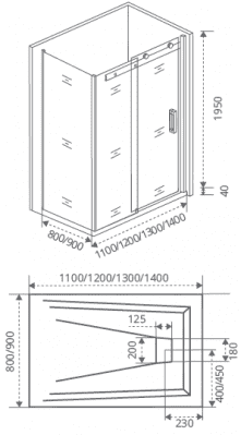 душевое ограждение bas galaxy wtw+sp 120x80