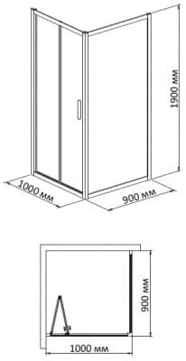 душевое ограждение bandhours snow/side 910 100х90 без поддона