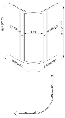 душевое ограждение тритон альфа 90x90 без поддона