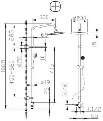 душевая система без смесителя bravat fit r d283cp-2-rus