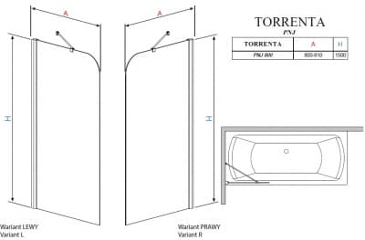 шторка для ванны стеклянная radaway torrenta pnj 80