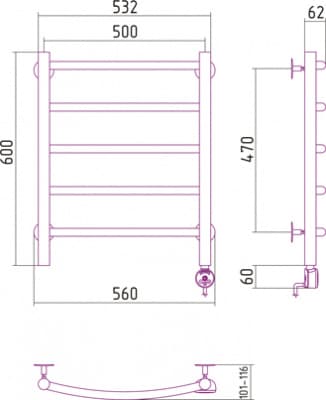 полотенцесушитель электрический сунержа галант 600х500