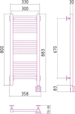 полотенцесушитель электрический сунержа модус 800х300