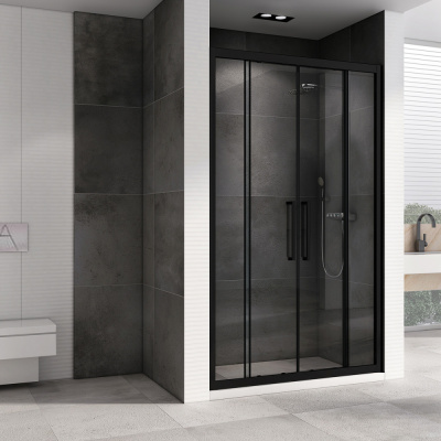 душевая дверь в нишу abber ag33150bh 150x195 чёрная