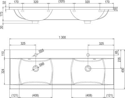 раковина ravak classic 1300 двойная