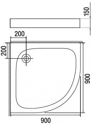 душевой поддон bandhours concorde 90х90 низкий